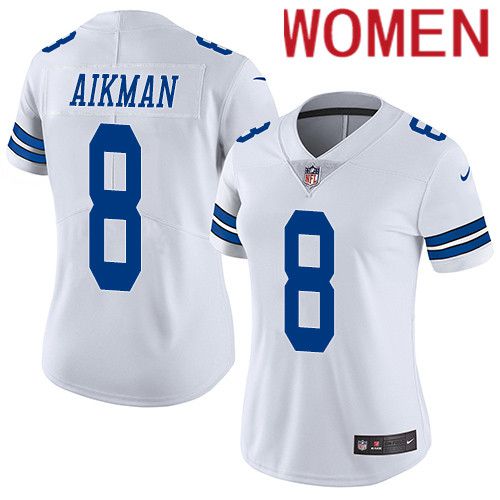 Women Dallas Cowboys #8 Troy Aikman Nike White Vapor Limited NFL Jersey